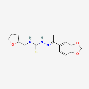 molecular formula C15H19N3O3S B2497680 1-[(E)-1-(1,3-benzodioxol-5-yl)ethylideneamino]-3-(oxolan-2-ylmethyl)thiourea CAS No. 571925-98-9