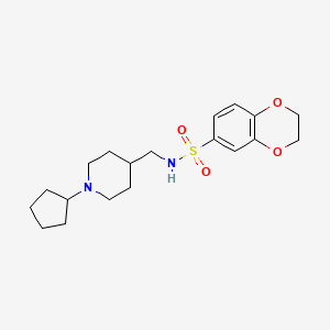 molecular formula C19H28N2O4S B2497694 N-[(1-cyclopentylpiperidin-4-yl)methyl]-2,3-dihydro-1,4-benzodioxine-6-sulfonamide CAS No. 953209-32-0