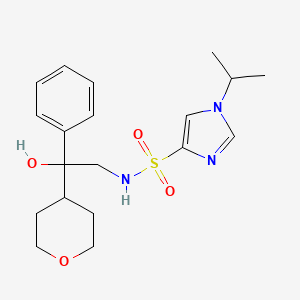 molecular formula C19H27N3O4S B2497705 N-[2-hydroxy-2-(oxan-4-yl)-2-phenylethyl]-1-(propan-2-yl)-1H-imidazole-4-sulfonamide CAS No. 2097908-71-7