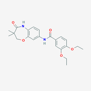 molecular formula C22H26N2O5 B2497726 N-(3,3-dimethyl-4-oxo-2,3,4,5-tetrahydro-1,5-benzoxazepin-8-yl)-3,4-diethoxybenzamide CAS No. 921835-21-4