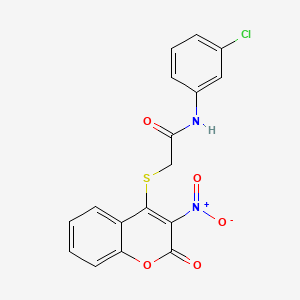 molecular formula C17H11ClN2O5S B2497727 N-(3-chlorophenyl)-2-[(3-nitro-2-oxo-2H-chromen-4-yl)sulfanyl]acetamide CAS No. 294853-58-0