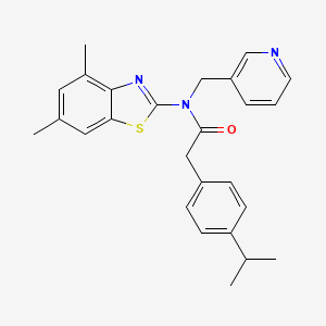 molecular formula C26H27N3OS B2497734 N-(4,6-dimethylbenzo[d]thiazol-2-yl)-2-(4-isopropylphenyl)-N-(pyridin-3-ylmethyl)acetamide CAS No. 923393-93-5
