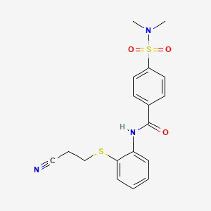 molecular formula C18H19N3O3S2 B2497737 N-{2-[(2-cyanoethyl)sulfanyl]phenyl}-4-(dimethylsulfamoyl)benzamide CAS No. 477497-66-8