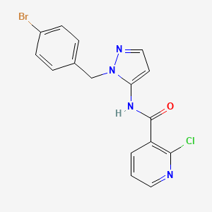 molecular formula C16H12BrClN4O B2497742 N-[2-[(4-bromophenyl)methyl]pyrazol-3-yl]-2-chloropyridine-3-carboxamide CAS No. 877972-31-1