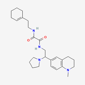 molecular formula C26H38N4O2 B2497743 N'-[2-(cyclohex-1-en-1-yl)ethyl]-N-[2-(1-methyl-1,2,3,4-tetrahydroquinolin-6-yl)-2-(pyrrolidin-1-yl)ethyl]ethanediamide CAS No. 922119-63-9