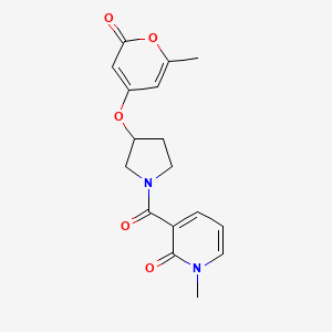 1-methyl-3-(3-((6-methyl-2-oxo-2H-pyran-4-yl)oxy)pyrrolidine-1-carbonyl)pyridin-2(1H)-one
