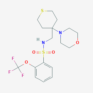 molecular formula C17H23F3N2O4S2 B2497801 N-{[4-(morpholin-4-yl)thian-4-yl]methyl}-2-(trifluoromethoxy)benzene-1-sulfonamide CAS No. 2380100-88-7