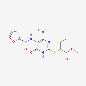 Methyl 2-((4-amino-5-(furan-2-carboxamido)-6-oxo-1,6-dihydropyrimidin-2-yl)thio)butanoate