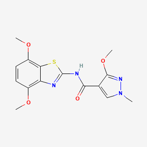 molecular formula C15H16N4O4S B2497813 N-(4,7-dimethoxy-1,3-benzothiazol-2-yl)-3-methoxy-1-methyl-1H-pyrazole-4-carboxamide CAS No. 1172874-92-8