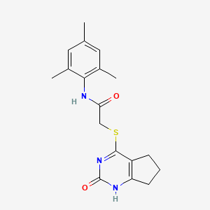 N-mesityl-2-((2-oxo-2,5,6,7-tetrahydro-1H-cyclopenta[d]pyrimidin-4-yl)thio)acetamide