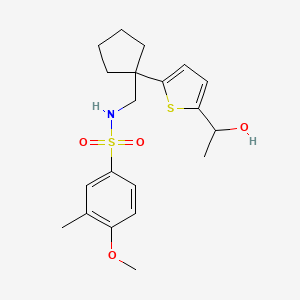 N-((1-(5-(1-hydroxyethyl)thiophen-2-yl)cyclopentyl)methyl)-4-methoxy-3-methylbenzenesulfonamide