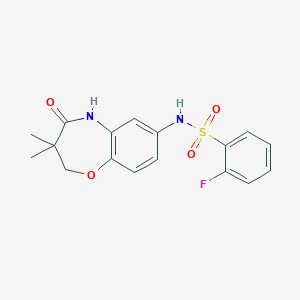 N-(3,3-dimethyl-4-oxo-2,3,4,5-tetrahydrobenzo[b][1,4]oxazepin-7-yl)-2-fluorobenzenesulfonamide