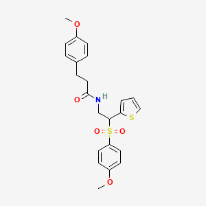molecular formula C23H25NO5S2 B2497827 N-[2-(4-methoxybenzenesulfonyl)-2-(thiophen-2-yl)ethyl]-3-(4-methoxyphenyl)propanamide CAS No. 946285-18-3
