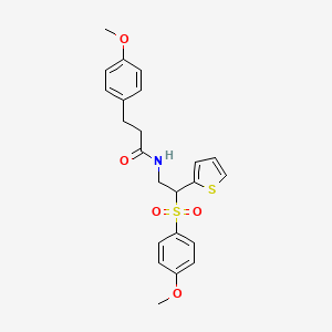 3-(4-methoxyphenyl)-N-(2-((4-methoxyphenyl)sulfonyl)-2-(thiophen-2-yl)ethyl)propanamide