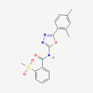 molecular formula C18H17N3O4S B2497875 N-[5-(2,4-dimethylphenyl)-1,3,4-oxadiazol-2-yl]-2-methanesulfonylbenzamide CAS No. 896367-95-6