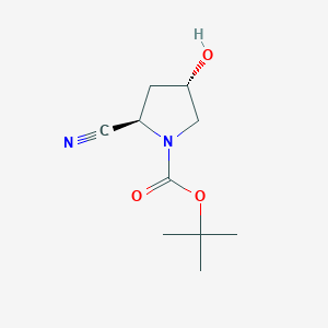 molecular formula C10H16N2O3 B2497876 Tert-butyl (2r,4s)-2-cyano-4-hydroxypyrrolidine-1-carboxylate CAS No. 1613482-42-0