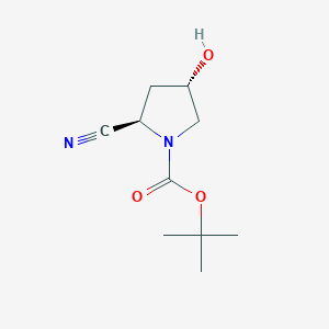 molecular formula C10H16N2O3 B2497876 (2R,4S)-叔丁基 2-氰基-4-羟基吡咯啉-1-羧酸酯 CAS No. 1613482-42-0