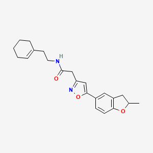 molecular formula C22H26N2O3 B2497877 N-(2-(cyclohex-1-en-1-yl)ethyl)-2-(5-(2-methyl-2,3-dihydrobenzofuran-5-yl)isoxazol-3-yl)acetamide CAS No. 1171683-86-5
