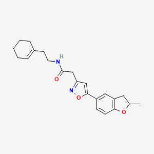 molecular formula C22H26N2O3 B2497877 N-(2-(环己-1-烯-1-基)乙基)-2-(5-(2-甲基-2,3-二氢苯并呋喃-5-基)异噁唑-3-基)乙酰胺 CAS No. 1171683-86-5