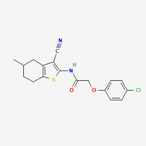 molecular formula C18H17ClN2O2S B2497880 2-(4-氯苯氧基)-N-(3-氰基-5-甲基-4,5,6,7-四氢-1-苯并噻吩-2-基)乙酰胺 CAS No. 313469-54-4