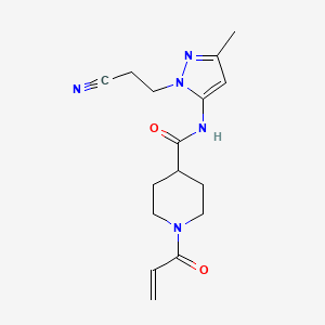 molecular formula C16H21N5O2 B2497885 N-[2-(2-Cyanoethyl)-5-methylpyrazol-3-yl]-1-prop-2-enoylpiperidine-4-carboxamide CAS No. 2361705-58-8