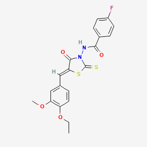 (Z)-N-(5-(4-ethoxy-3-methoxybenzylidene)-4-oxo-2-thioxothiazolidin-3-yl)-4-fluorobenzamide