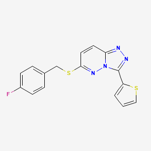 molecular formula C16H11FN4S2 B2497889 6-[(4-氟苯基)甲基硫代-3-噻吩-2-基]-[1,2,4]三唑并[4,3-b]吡啶 CAS No. 868966-86-3