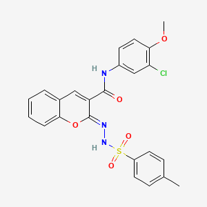 (2Z)-N-(3-chloro-4-methoxyphenyl)-2-[(4-methylphenyl)sulfonylhydrazinylidene]chromene-3-carboxamide