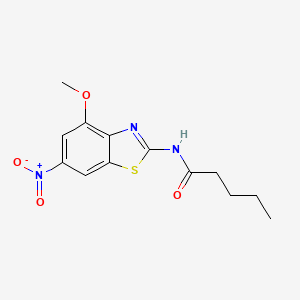 molecular formula C13H15N3O4S B2497893 N-(4-methoxy-6-nitro-1,3-benzothiazol-2-yl)pentanamide CAS No. 329906-11-8