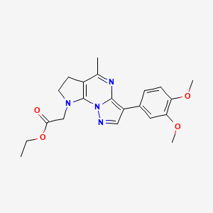 molecular formula C21H24N4O4 B2497907 ethyl 2-[3-(3,4-dimethoxyphenyl)-5-methyl-6,7-dihydro-8H-pyrazolo[1,5-a]pyrrolo[3,2-e]pyrimidin-8-yl]acetate CAS No. 860650-48-2