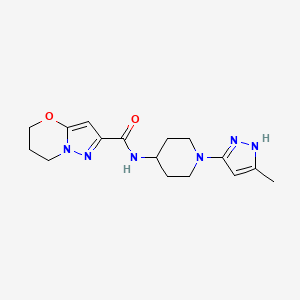 molecular formula C16H22N6O2 B2497914 N-[1-(5-methyl-1H-pyrazol-3-yl)piperidin-4-yl]-5H,6H,7H-pyrazolo[3,2-b][1,3]oxazine-2-carboxamide CAS No. 2034204-23-2