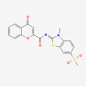 molecular formula C19H14N2O5S2 B2497953 N-[(2E)-6-methanesulfonyl-3-methyl-2,3-dihydro-1,3-benzothiazol-2-ylidene]-4-oxo-4H-chromene-2-carboxamide CAS No. 683238-09-7