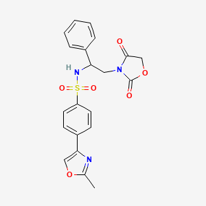molecular formula C21H19N3O6S B2497970 N-(2-(2,4-dioxooxazolidin-3-yl)-1-phenylethyl)-4-(2-methyloxazol-4-yl)benzenesulfonamide CAS No. 2034266-65-2