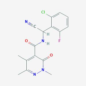 molecular formula C16H14ClFN4O2 B2497985 N-[(2-Chloro-6-fluorophenyl)-cyanomethyl]-2,5,6-trimethyl-3-oxopyridazine-4-carboxamide CAS No. 1645422-55-4