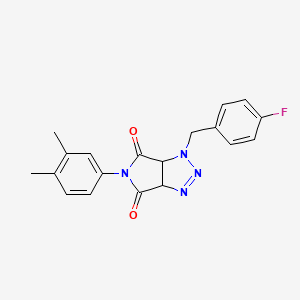 molecular formula C19H17FN4O2 B2497991 5-(3,4-dimethylphenyl)-1-[(4-fluorophenyl)methyl]-1H,3aH,4H,5H,6H,6aH-pyrrolo[3,4-d][1,2,3]triazole-4,6-dione CAS No. 1008237-85-1