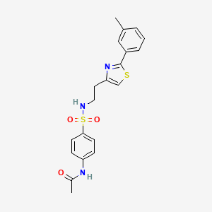 molecular formula C20H21N3O3S2 B2498014 N-(4-(N-(2-(2-(m-tolyl)thiazol-4-yl)ethyl)sulfamoyl)phenyl)acetamide CAS No. 896604-68-5