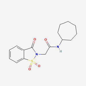 N-cycloheptyl-2-(1,1,3-trioxo-1,2-benzothiazol-2-yl)acetamide