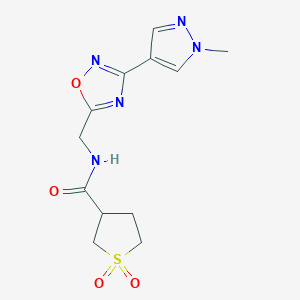 molecular formula C12H15N5O4S B2498040 N-((3-(1-methyl-1H-pyrazol-4-yl)-1,2,4-oxadiazol-5-yl)methyl)tetrahydrothiophene-3-carboxamide 1,1-dioxide CAS No. 2034532-65-3