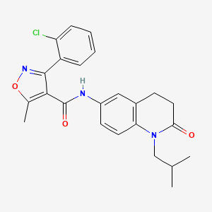 molecular formula C24H24ClN3O3 B2498065 3-(2-chlorophenyl)-5-methyl-N-[1-(2-methylpropyl)-2-oxo-1,2,3,4-tetrahydroquinolin-6-yl]-1,2-oxazole-4-carboxamide CAS No. 941953-87-3