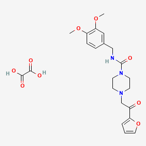 molecular formula C22H27N3O9 B2498066 N-(3,4-dimethoxybenzyl)-4-(2-(furan-2-yl)-2-oxoethyl)piperazine-1-carboxamide oxalate CAS No. 1351595-13-5