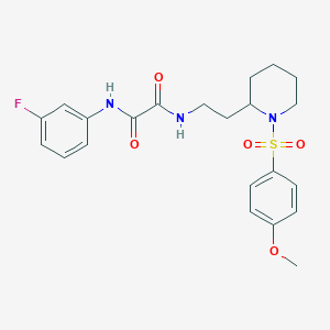 molecular formula C22H26FN3O5S B2498069 N'-(3-fluorophenyl)-N-{2-[1-(4-methoxybenzenesulfonyl)piperidin-2-yl]ethyl}ethanediamide CAS No. 898450-64-1