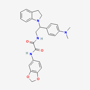 molecular formula C27H28N4O4 B2498100 N-(2H-1,3-benzodioxol-5-yl)-N'-[2-(2,3-dihydro-1H-indol-1-yl)-2-[4-(dimethylamino)phenyl]ethyl]ethanediamide CAS No. 899957-43-8