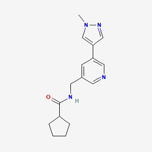 molecular formula C16H20N4O B2498130 N-((5-(1-methyl-1H-pyrazol-4-yl)pyridin-3-yl)methyl)cyclopentanecarboxamide CAS No. 2034558-59-1