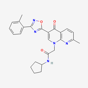 B2498134 N-cyclopentyl-2-(7-methyl-4-oxo-3-(3-(o-tolyl)-1,2,4-oxadiazol-5-yl)-1,8-naphthyridin-1(4H)-yl)acetamide CAS No. 1030132-60-5