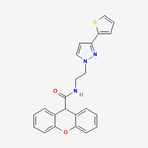 molecular formula C23H19N3O2S B2498183 N-(2-(3-(thiophen-2-yl)-1H-pyrazol-1-yl)ethyl)-9H-xanthene-9-carboxamide CAS No. 1448050-10-9