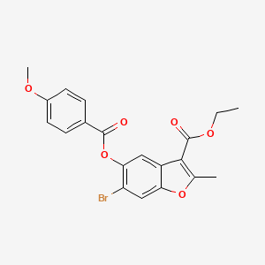 molecular formula C20H17BrO6 B2498187 ETHYL 6-BROMO-5-(4-METHOXYBENZOYLOXY)-2-METHYL-1-BENZOFURAN-3-CARBOXYLATE CAS No. 384800-22-0