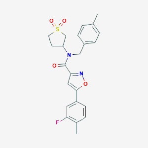 molecular formula C23H23FN2O4S B249819 N-(11-DIOXO-1LAMBDA6-THIOLAN-3-YL)-5-(3-FLUORO-4-METHYLPHENYL)-N-[(4-METHYLPHENYL)METHYL]-12-OXAZOLE-3-CARBOXAMIDE 