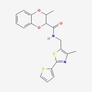 3-methyl-N-((4-methyl-2-(thiophen-2-yl)thiazol-5-yl)methyl)-2,3-dihydrobenzo[b][1,4]dioxine-2-carboxamide