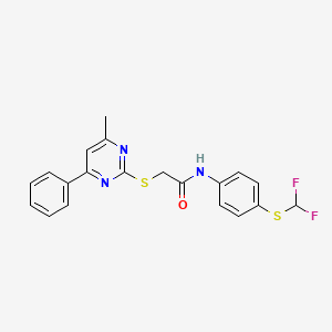 molecular formula C20H17F2N3OS2 B2498209 N-{4-[(difluoromethyl)sulfanyl]phenyl}-2-[(4-methyl-6-phenylpyrimidin-2-yl)sulfanyl]acetamide CAS No. 708990-66-3