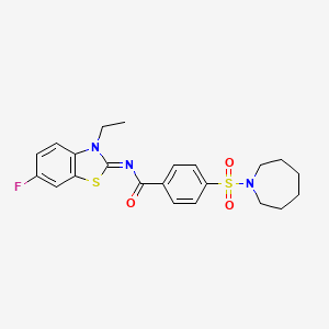4-(azepan-1-ylsulfonyl)-N-(3-ethyl-6-fluoro-1,3-benzothiazol-2-ylidene)benzamide